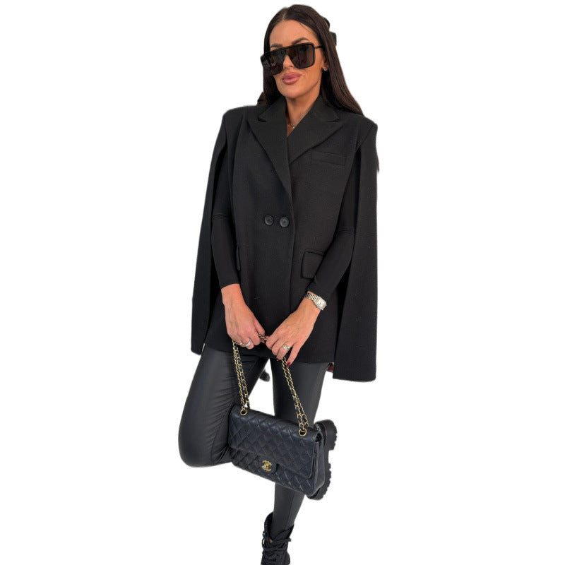 Damen zweireihiger Cape Blazer R&B