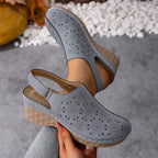 Damen Wedge-Clogs mit perforiertem Design und elastischem Einsatz R&B