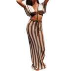 Damen stylisches Crop-Top und weite Palazzo-Hose Set R&B