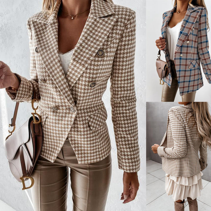 Damen eleganter Blazer mit doppelter Knopfleiste und feinen Details R&B