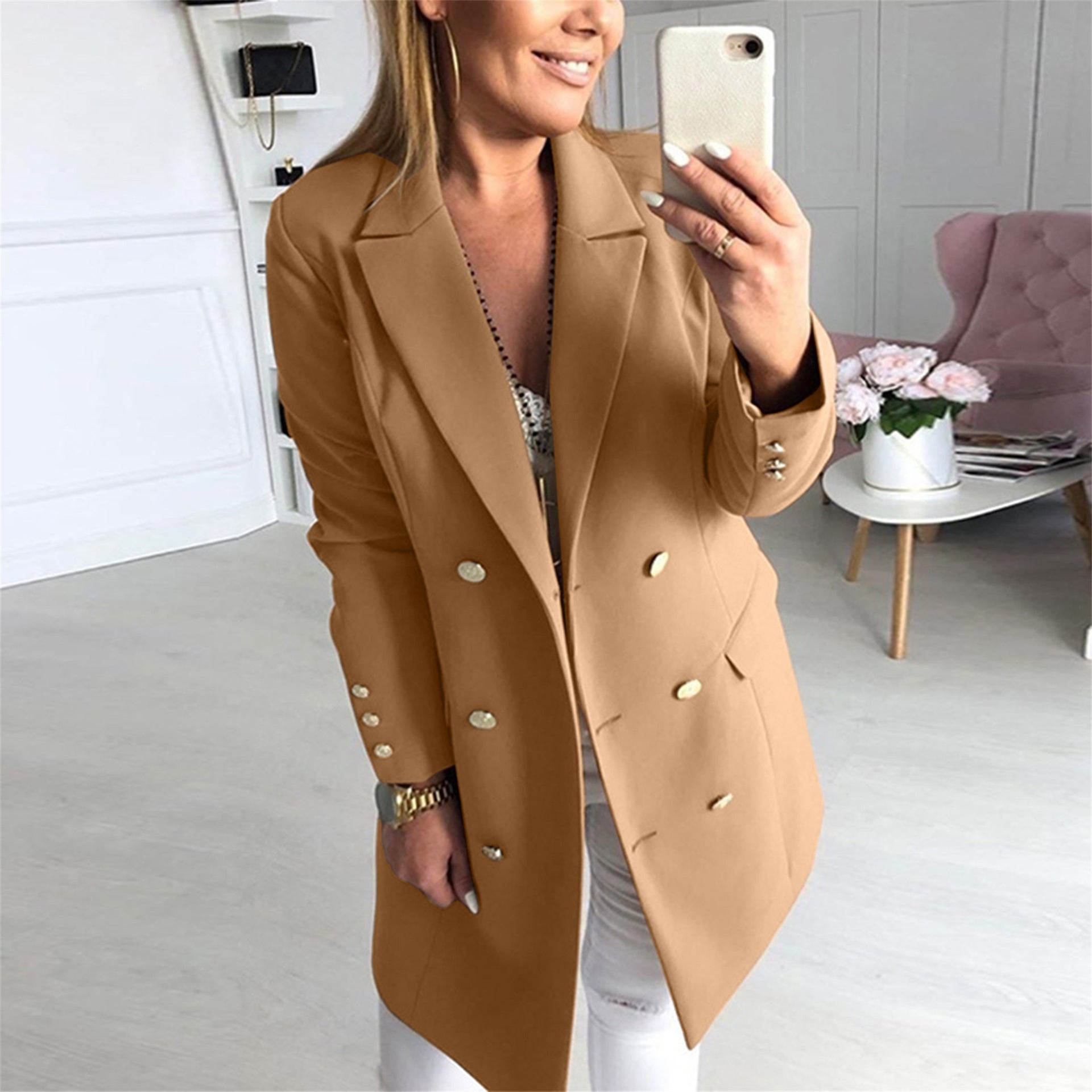 Damen Blazer mit goldenen Knöpfen und elegantem Schnitt