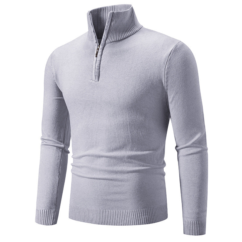 Herren Rollkragenpullover mit Reißverschluss und strukturiertem Design