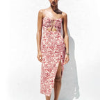 Damen Maxikleid mit raffiniertem Cut-Out-Design und verstellbaren Spaghettiträgern R&B