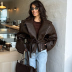 Damen Modische jacke mit großzügigem Schnitt und Taillengürtel