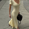 Damen Figurbetontes Maxikleid mit V-Ausschnitt und elegantem Schnitt