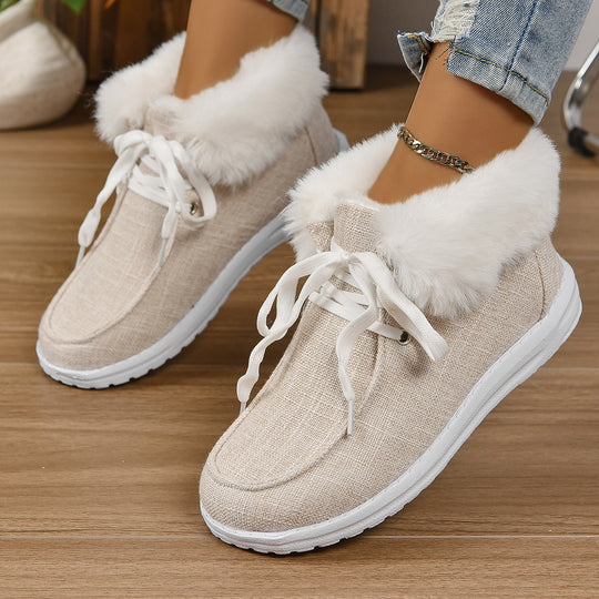 Damen Komfortable Sneaker mit Plüschkragen und rutschfester Sohle R&B