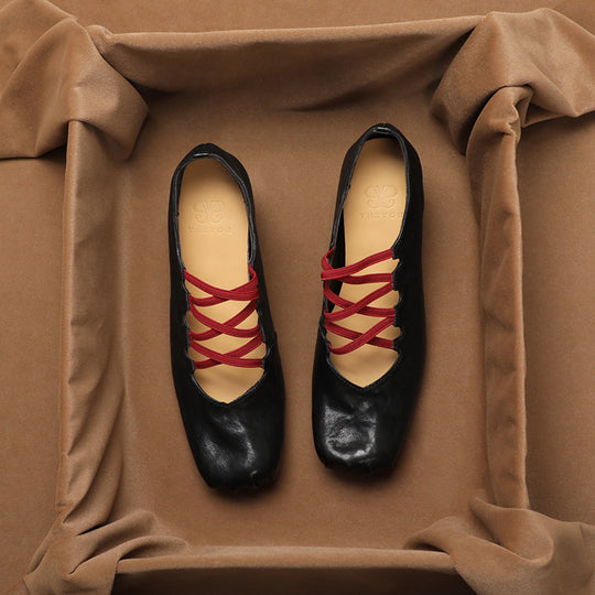 Damen Ballerina-Schuhe mit innovativem Schnürdesign und hochwertigem Leder R&B