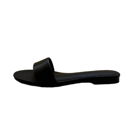 Damen Elegante Schlupfsandalen mit breitem Riemen aus hochwertigem Leder R&B