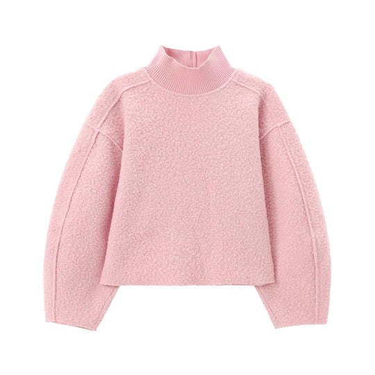Damen Grobstrickpullover mit hohem Kragen R&B
