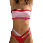 Damen Bandeau-Bikini-Oberteil mit kontrastierenden Riemen R&B