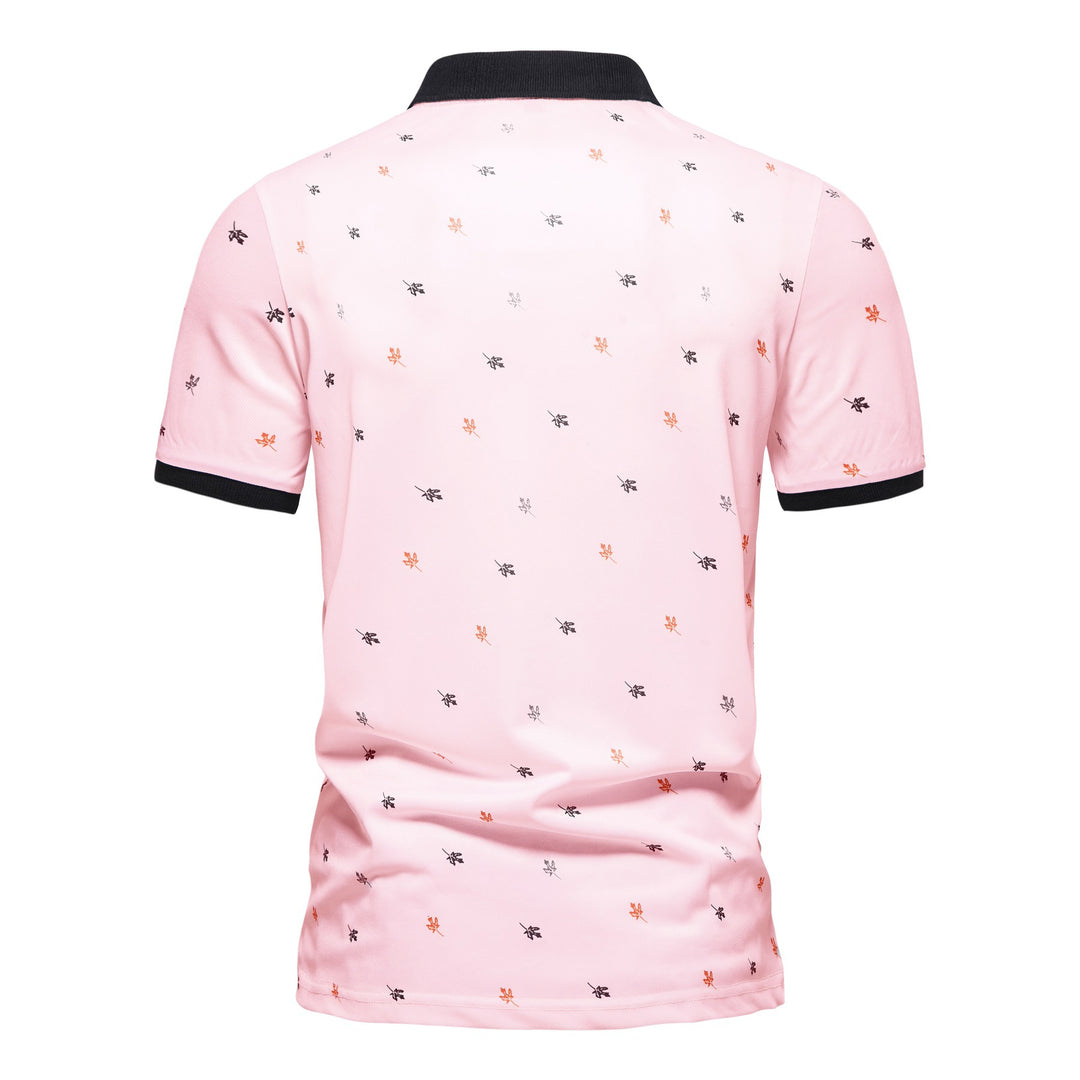 Herren Poloshirt mit einzigartigem Muster und modernem Stehkragen R&B