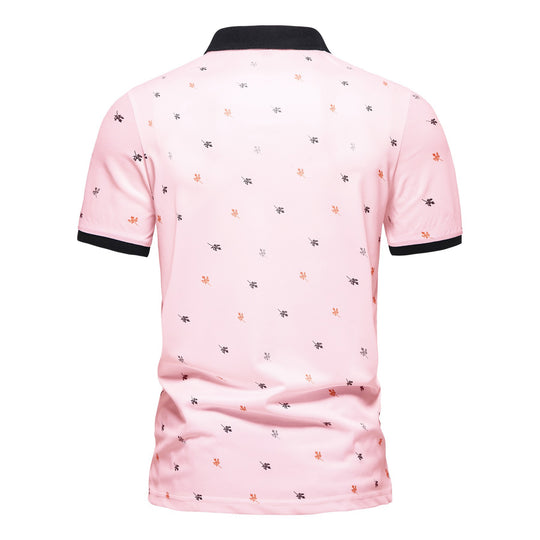 Herren Poloshirt mit einzigartigem Muster und modernem Stehkragen R&B