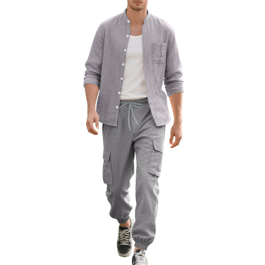 Herren lässiges Leinen-Set mit praktischen Taschen und atmungsaktiver Stoffqualität R&B