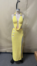 Damen atemberaubendes Cut-Out Maxikleid R&B