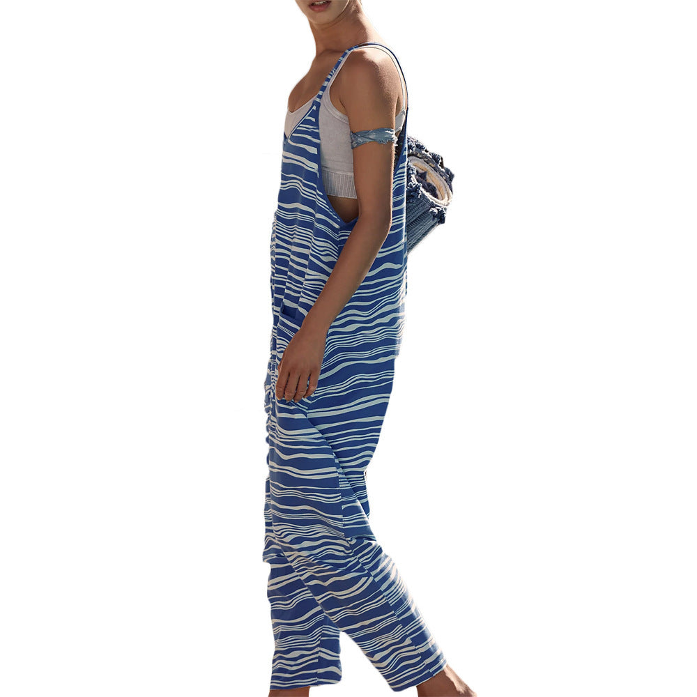Damen Lässiger Overall mit weitem Schnitt und verspieltem Wellenmuster R&B