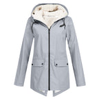 Damen Wasserabweisende Übergangsjacke mit warmem Fleece-Futter und verstellbarem Kapuzenkragen R&B
