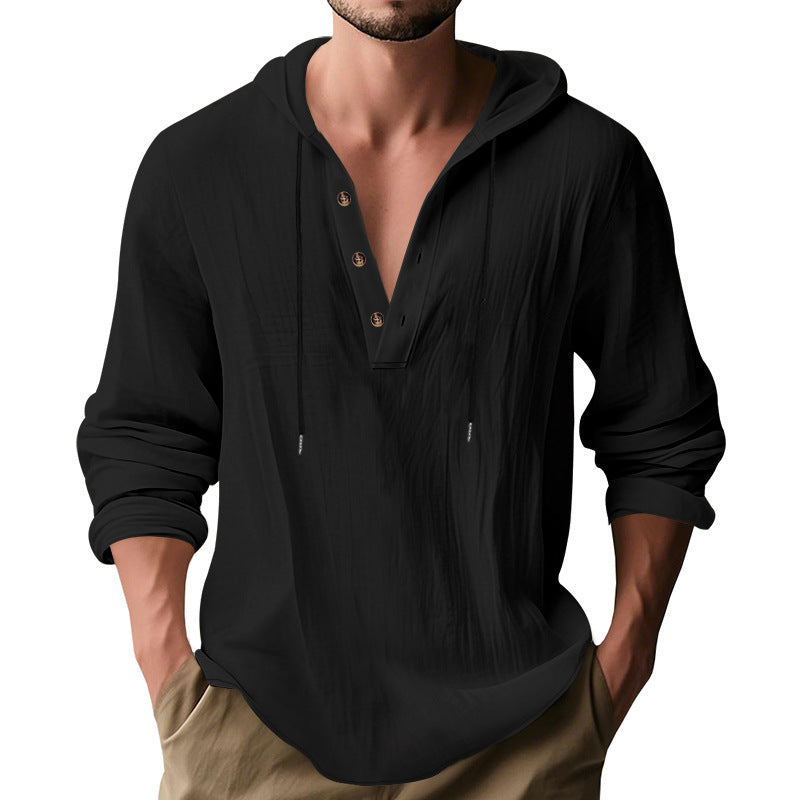 Herren nan lässiges Kapuzenshirt mit Knopfleiste und schmaler Passform R&B