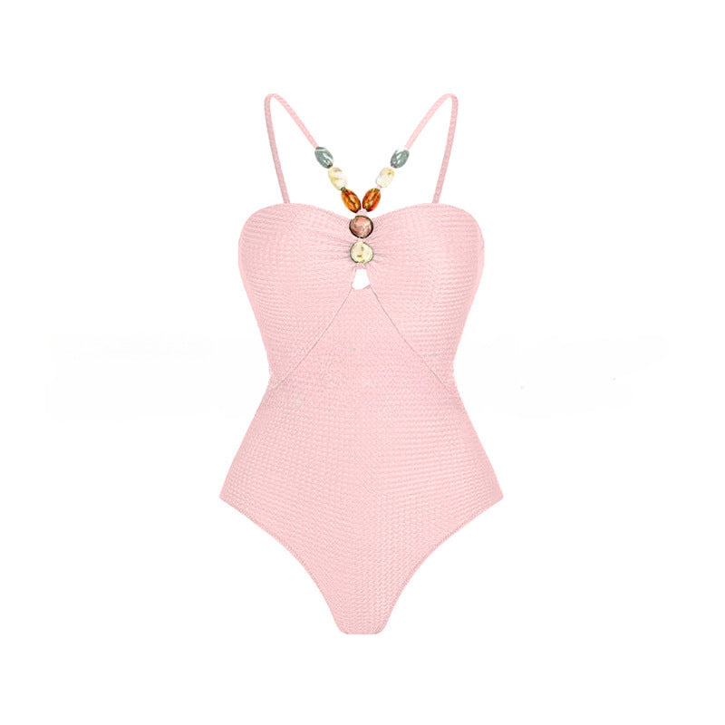 Damen Einteiliger Badeanzug mit modischen Schmuckdetails R&B