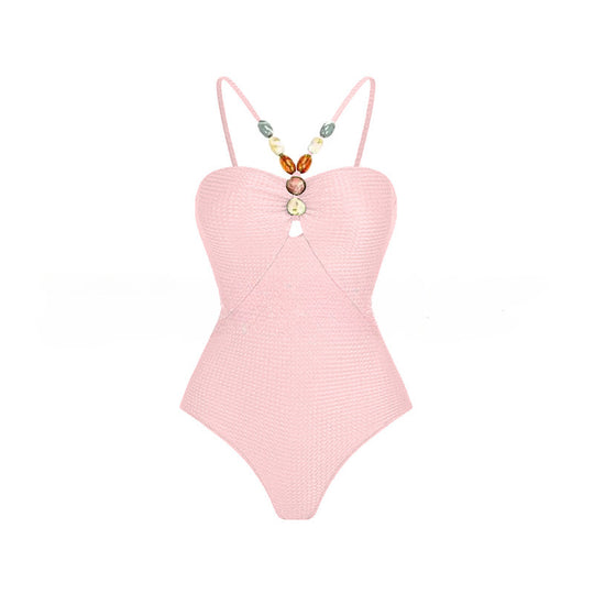 Damen Einteiliger Badeanzug mit modischen Schmuckdetails R&B