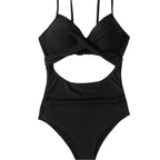Damen Einteiliger Badeanzug mit modernem Cut-Out und elegantem Wickeldesign R&B