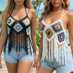 Damen gehäkeltes Crop-Top mit fransen R&B