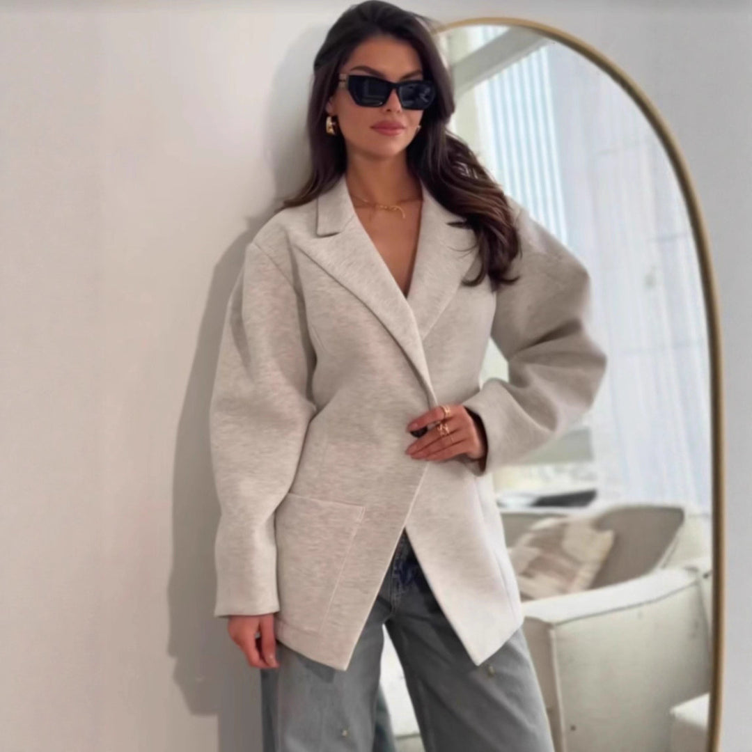 Damen Oversize Blazerjacke mit elegantem Schnitt und voluminösen Ärmeln R&B