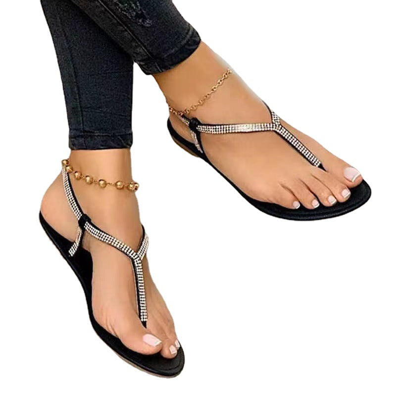 Damen elegante Strandsandalen mit funkelnden Strassverzierungen R&B