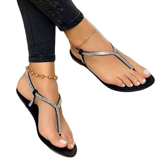 Damen elegante Strandsandalen mit funkelnden Strassverzierungen R&B