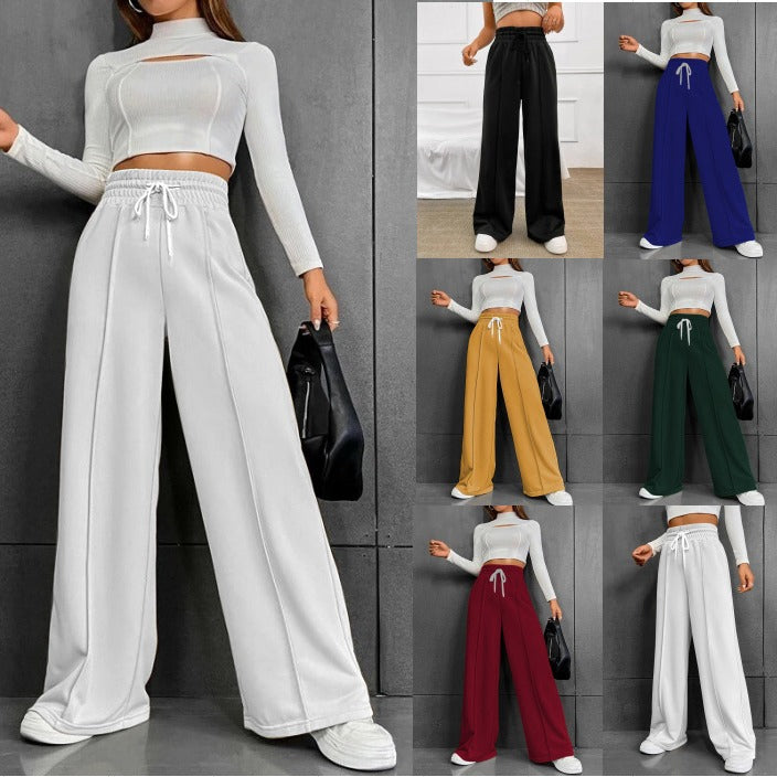 Damen weite Freizeit-Hose mit elastischem Bund und seitlichen Taschen R&B