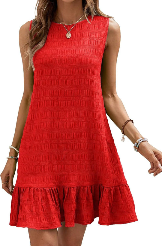 Damen Sommerliches Kleid mit Volantabschluss und strukturierter Oberfläche R&B