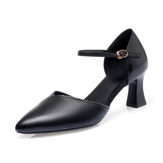 Damen schicke Pumps mit elegantem Riemen und komfortablem Blockabsatz R&B