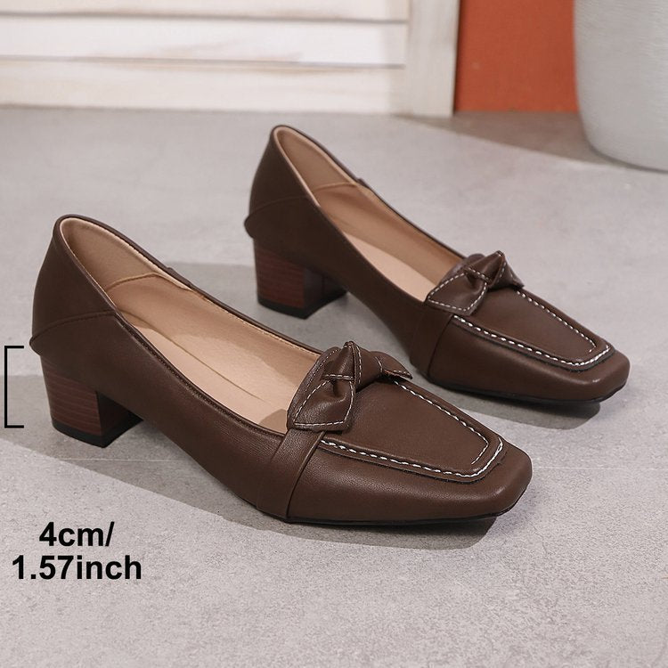 Damen Pumps mit dekorativem Knoten und bequemem Blockabsatz R&B