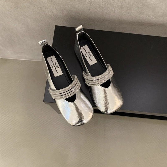 Damen elegante Ballerinas mit modischem Strass-Riemchen R&B