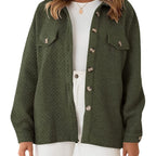 Damen gestepptes Overshirt mit Taschen und Knopfdetails