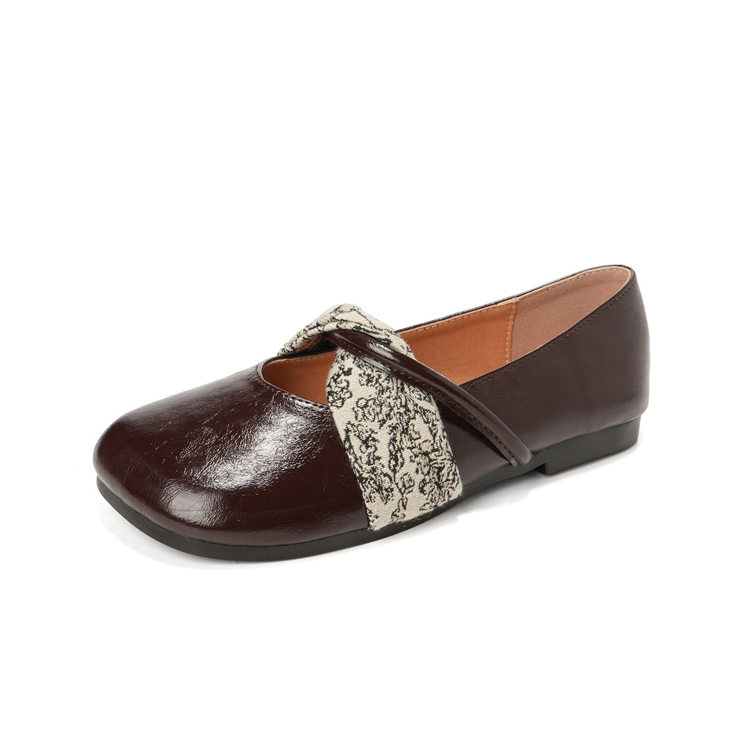Damen Ballerinas mit elegantem Kreuzriemen und schickem textilem Akzent R&B
