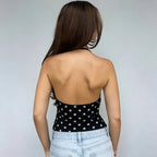 Damen Haltertop mit polka-dots Design und figurbetontem Schnitt R&B