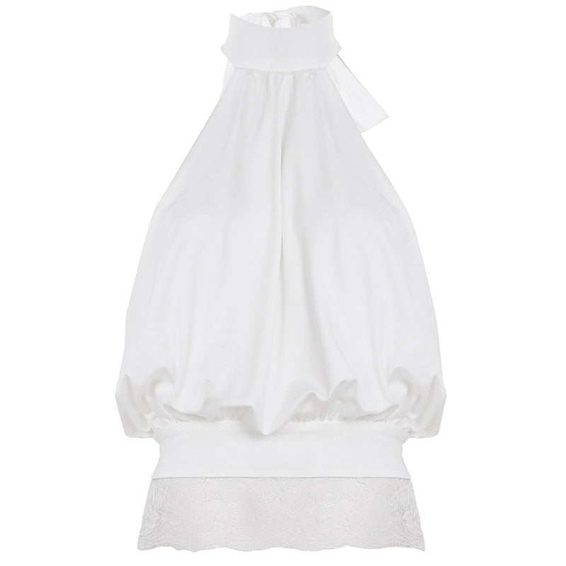 Damen elegantes halterähnliches Top mit Spitzendetails und lockerem Schnitt R&B