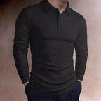 Herren nan tailliertes Waffelstrick-Poloshirt mit klassischem Polokragen R&B