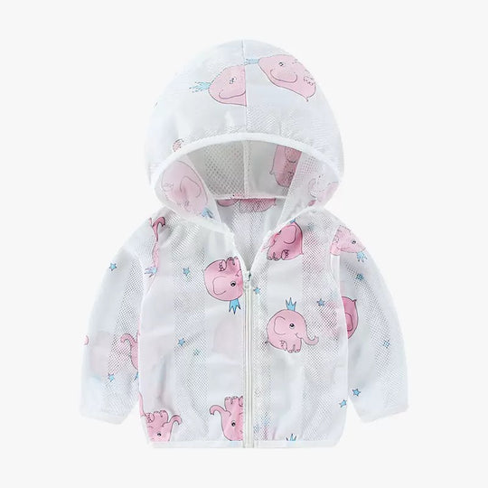 Unisex nan leichte kapuzen mesh sonnenschutzjacke mit süßem bärendruck R&B