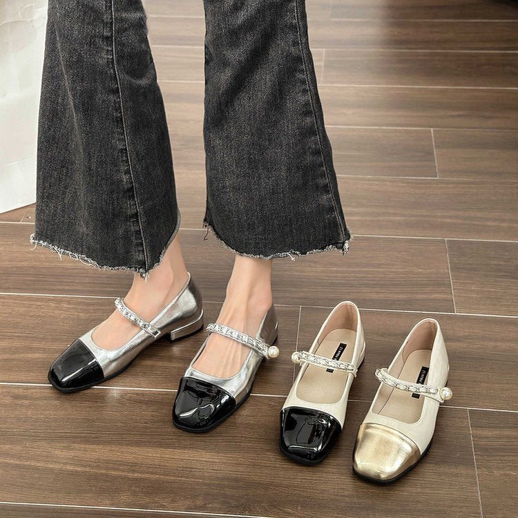 Damen elegante Mary Jane Ballerinas mit dekorativer Schnalle R&B