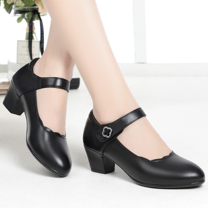 Damen Elegante Mary Jane Pumps mit dekorativem Riemen und komfortablem Blockabsatz Heidi-Mode