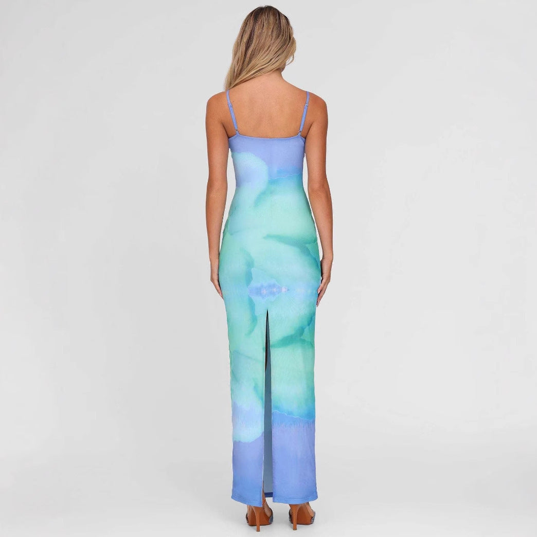 Damen Maxikleid im eleganten Fluid-Design mit feinen Spaghettiträgern R&B