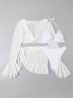 Damen zweiteiliges Badeanzug-Set mit verführerischem Spitzenoberteil und hoch taillierter Hose R&B