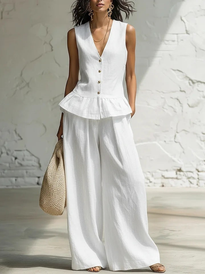 Damen lässiger Jumpsuit mit peplum Schnitt und Knopfdetails R&B