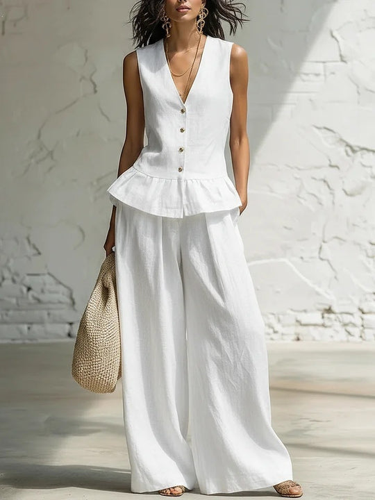 Damen lässiger Jumpsuit mit peplum Schnitt und Knopfdetails R&B