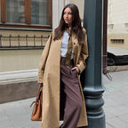 Damen Modischer Oversized-Trenchcoat mit breitem Kragen und Knopfleiste R&B