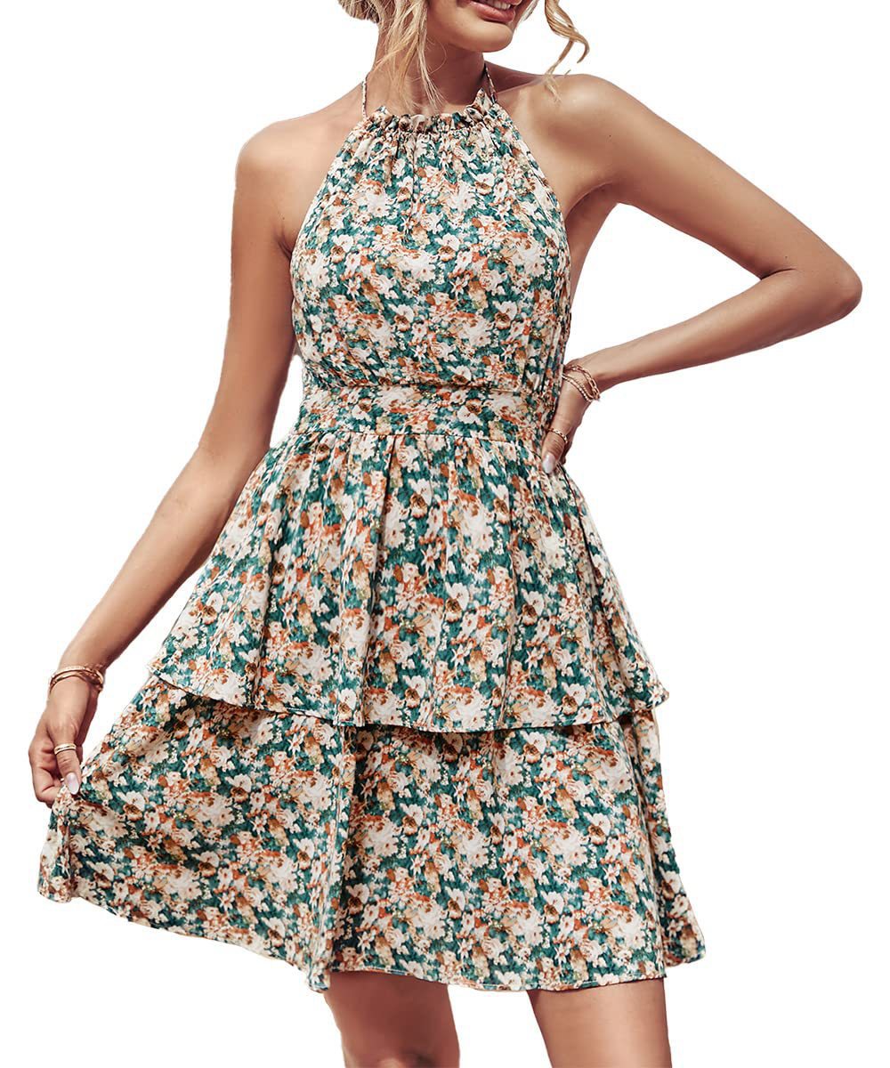 Damen Sommerliches Kleid mit fließendem Rock und floralem Design R&B