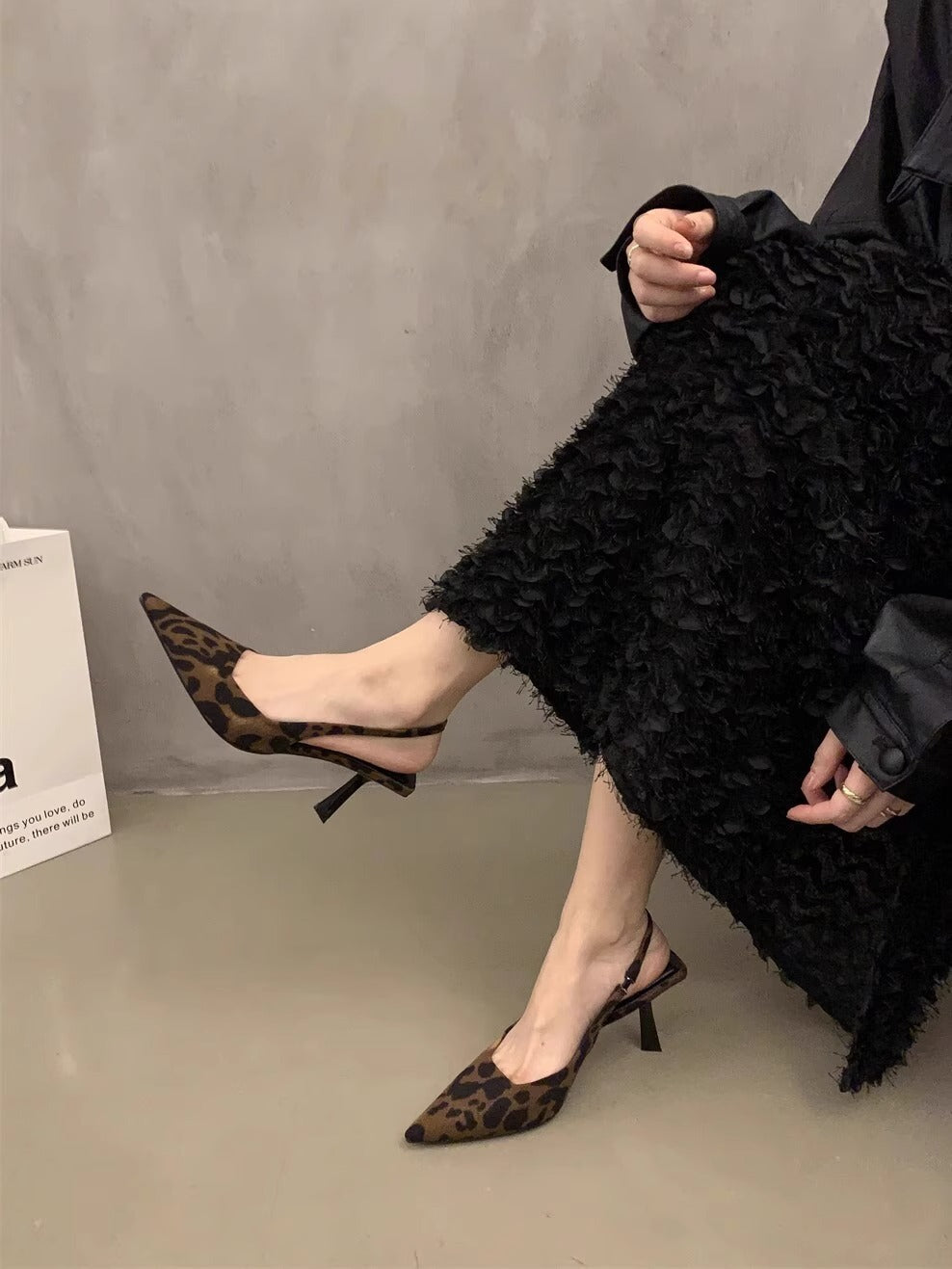 Damen Slingback-Pumps mit animalischem Print und feinem Absatz R&B