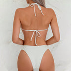 Damen Triangel-Bikini mit Schnürdetail und Ringakzent R&B
