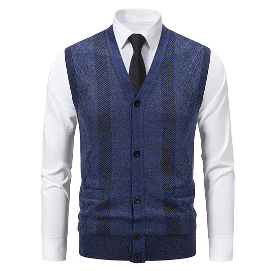 Herren Strickjacke mit klassischem V-Ausschnitt und feinem Zopfmuster R&B